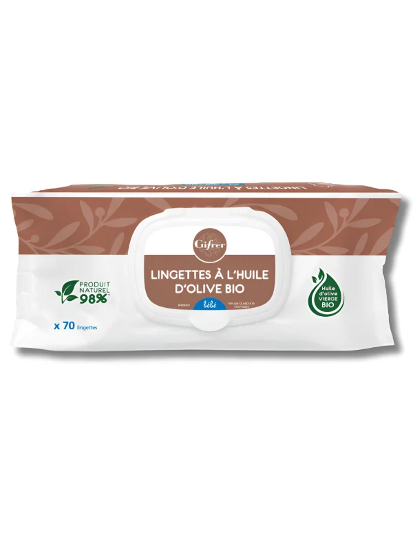 GIFRER - LINGETTES NETTOYANTES A L’HUILE D’OLIVE 70 PIECES