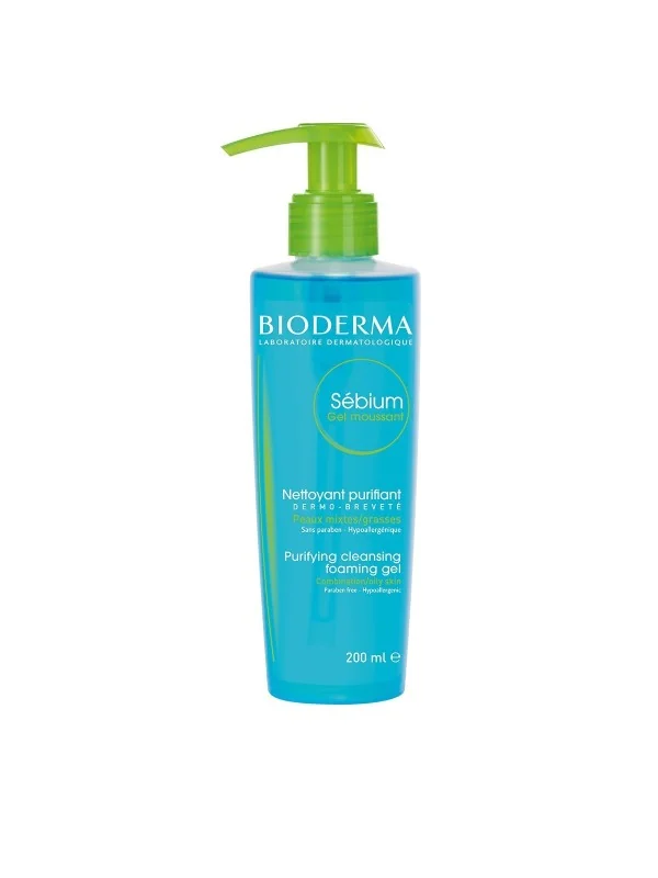 bioderma sebium gel moussant purifiant 200ml pompe peaux mixtes a grasses