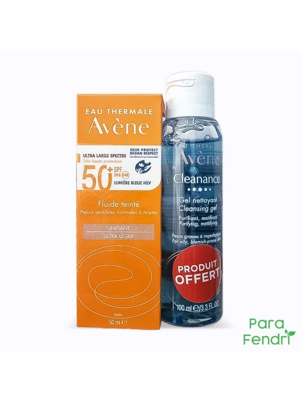 AVENE PACK ECRAN SOLAIRE FLUIDE TEINTE PEAUX NORMALES A MIXTES SPF50+ 50ML