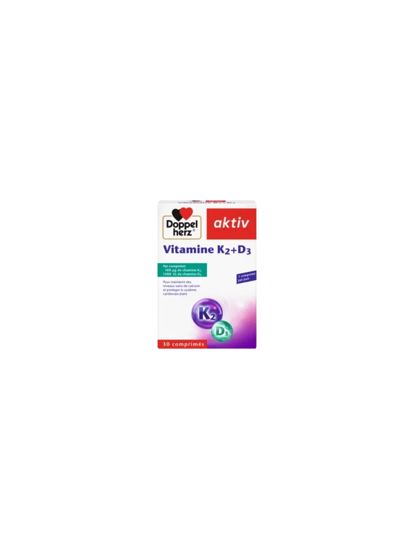 DOPPEL HERZ - AKTIV VITAMINE K2 + D3 30 COMPRIMES