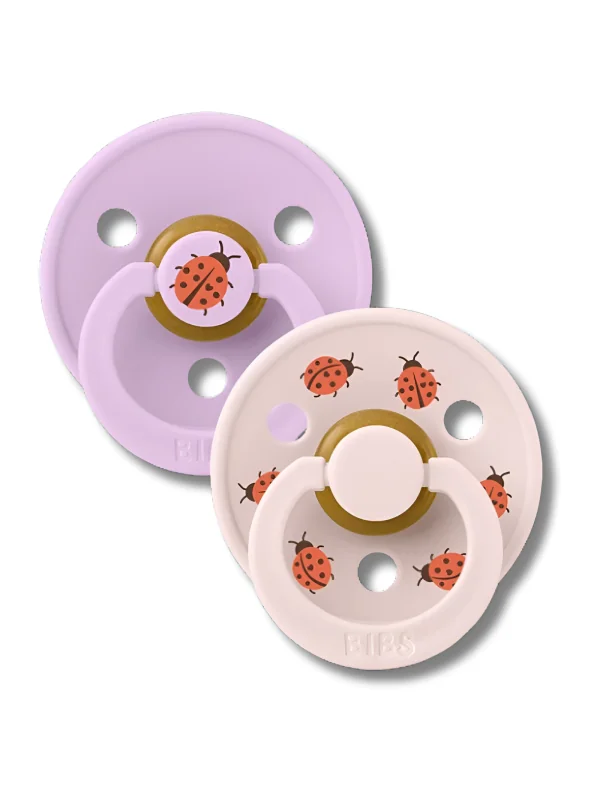 BIBS - NATURAL RUBBER LOT DE 2 SUCETTES LADYBUG VIOLET SKY/PETAL TAILLE 1