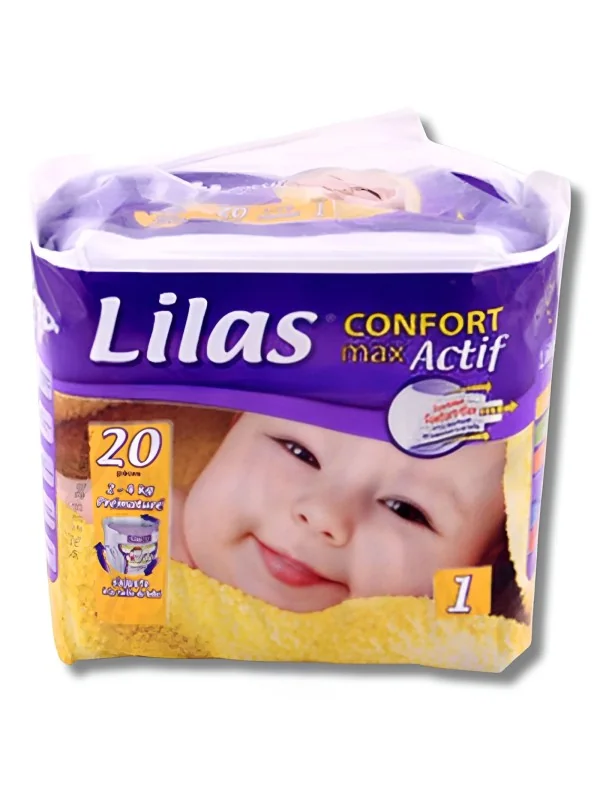 LILAS CONFORT MAX ACTIF - COUCHE BEBE 2-4 KG 20 PIECES