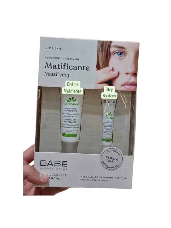 Babe Stop Akn Coffret creme Mattifying Moisturiser, 50ml + Spot Control Gel 8ml